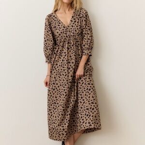 Marine Layer Tan and Black Midi Dress